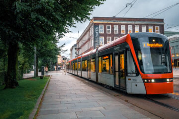 Bergen Light Rail in the centre of the city