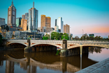 Sunset at Yarra River in Melbourne